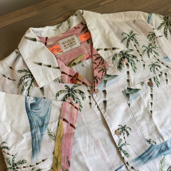 Scotch & Soda Other - Scotch & Soda Men's XL Tropical Short Sleeve Button Up Shirt Cotton Collar Beach